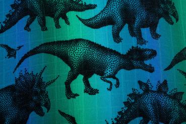 LennyLamb Mullwindel "Nuschi" Jurassic Park DINOS BLAU-GRÜN - 65 x 65cm